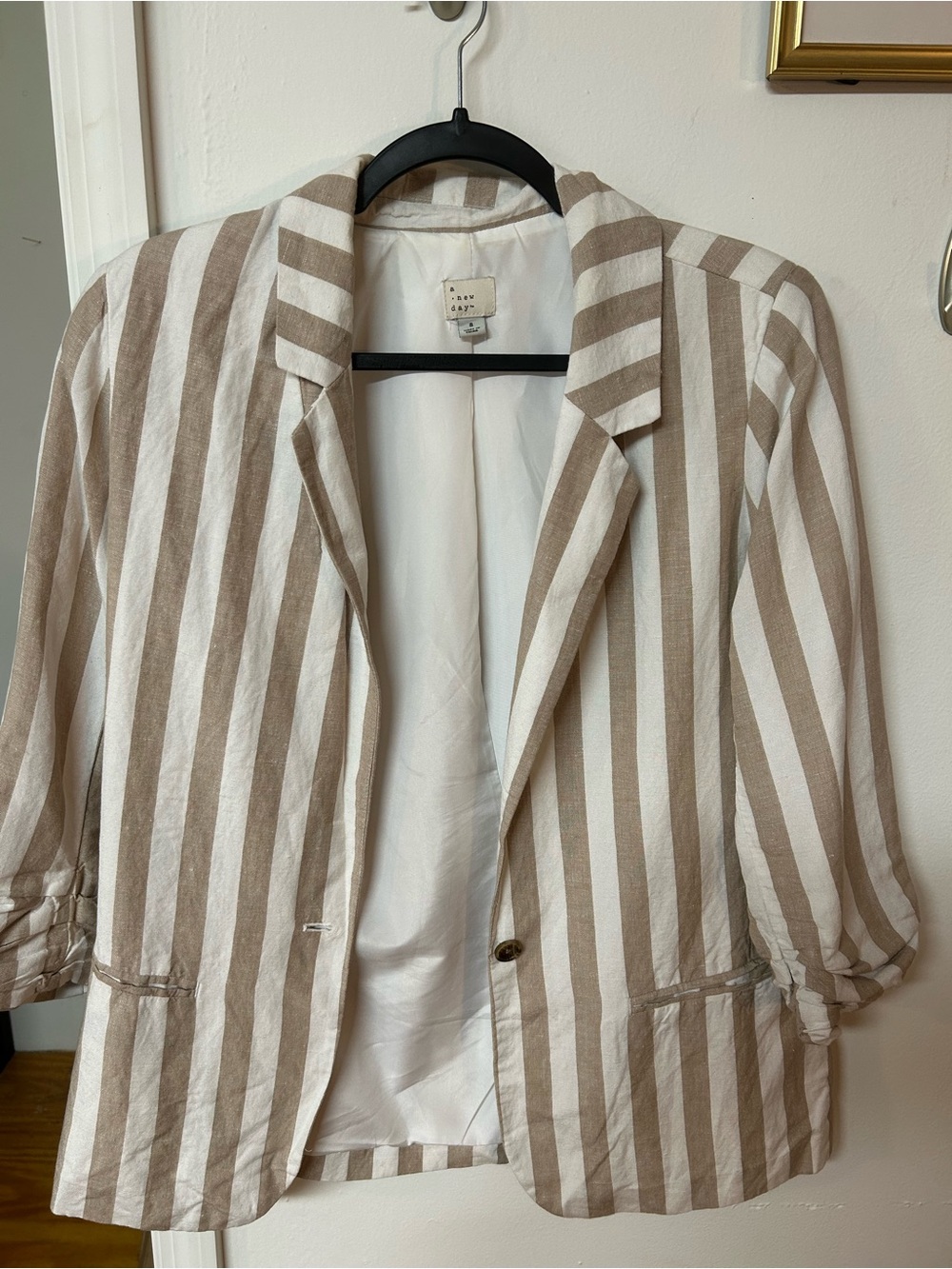 a new day Beige & White Striped Blazer